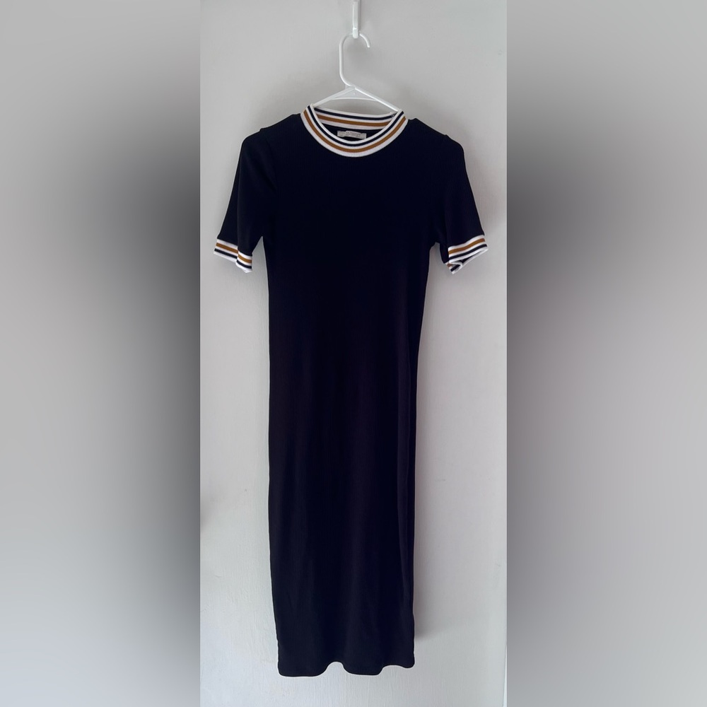 Black Ribbed Midi Dress